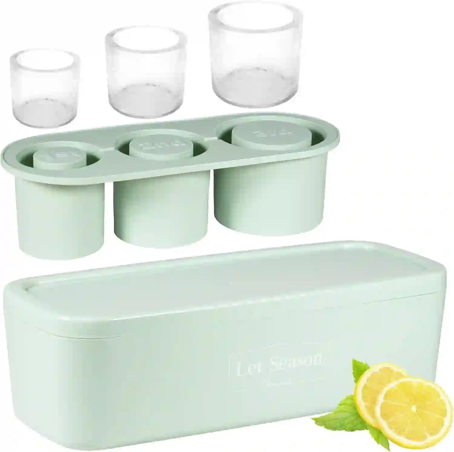BPA Free Ice Cube Tray for Tumbler Cup 30Oz-40Oz, 3 Pcs Silicone Cylinder Ice Mold with Lid and Bin for Freezer, Easy Fill and Release Ice Maker for Cold Drinks, Coffee, Cocktails, Juice - Treasure Toks