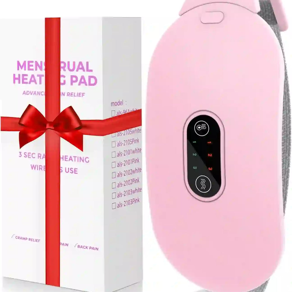 Heating Pads, Glyduny Period Cramp Massager Portable Cordless Heating Pad with 6 Heat Levels and 6 Massage Modes for Back Pain Relief Menstrual Heating Pad (Pink) - Treasure Toks