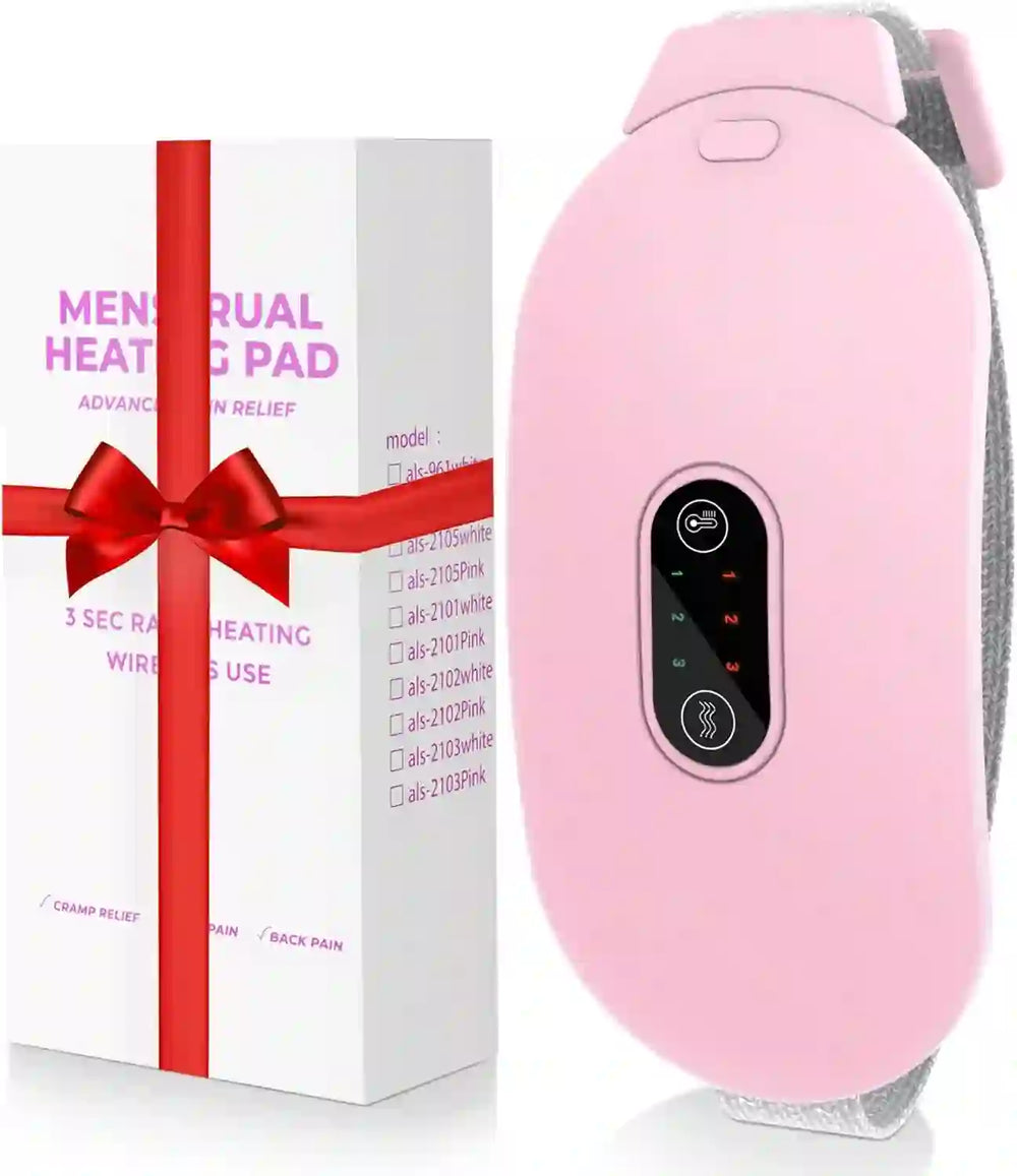 Heating Pads, Glyduny Period Cramp Massager Portable Cordless Heating Pad with 6 Heat Levels and 6 Massage Modes for Back Pain Relief Menstrual Heating Pad (Pink) - Treasure Toks