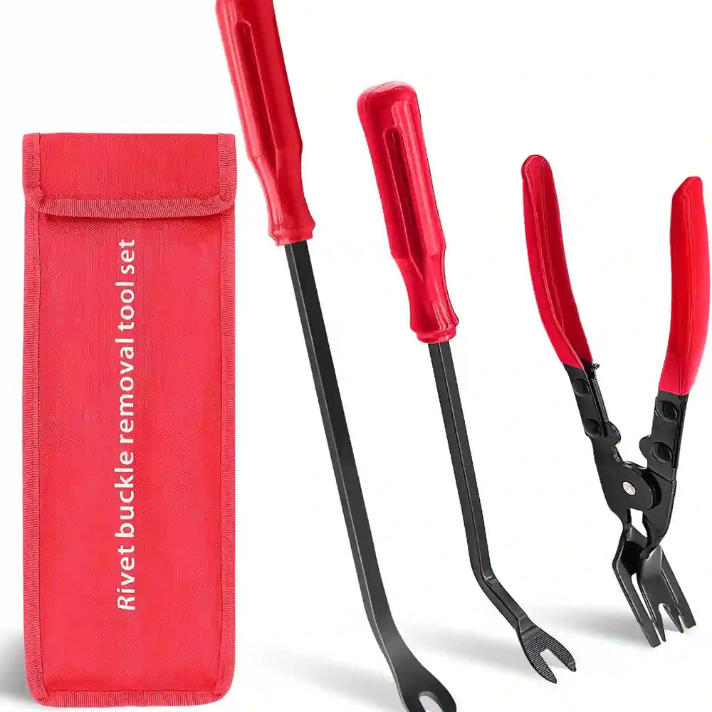 3 PCS Clip Removal Tool,Clip Pliers Fastener Remover,Car Trim Rivet Removal Pry Tool for Automotive Door Panel,Upholstery,Dashboard Red - Treasure Toks