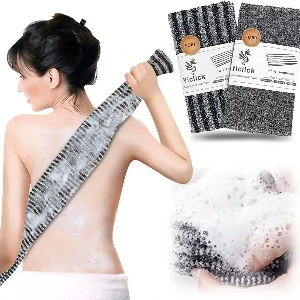 2 Pack Exfoliating Washcloth Towel - Body Scrubber Exfoliator, Loofah Sponge, Korean & Japanse & African Net Sponge Rag - Back Scrubber Washer for Use in Shower Bath - Treasure Toks