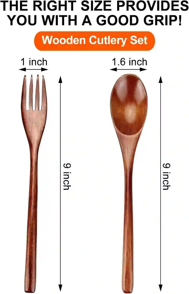 
                      
                        Wooden Spoon and Fork for Eating Utensil Set Lunch Wood Cutlery Japanese Silverware Sets Wooden Flatware Reusable Bamboo Eat Utensils Korean Small Wood Forks Spoons - Treasure Toks
                      
                    
