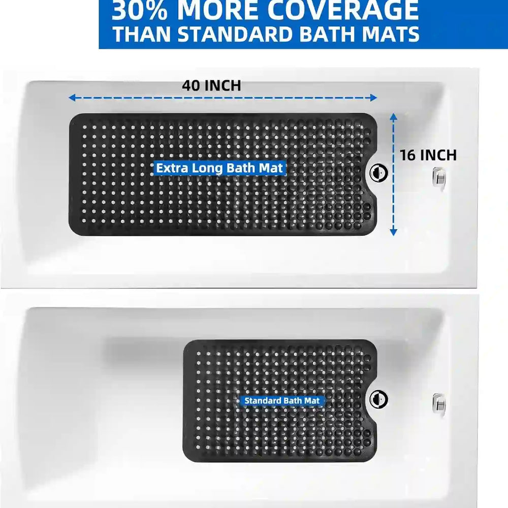 
                      
                        Bathtub and Shower Mats, 40x16 Inch Extra Large Non Slip Soft Bath Tub Mat with Suction Cups and Drain Holes for Bathroom Floor and Keep Tubs Clean, Machine Washable, Black - Treasure Toks
                      
                    