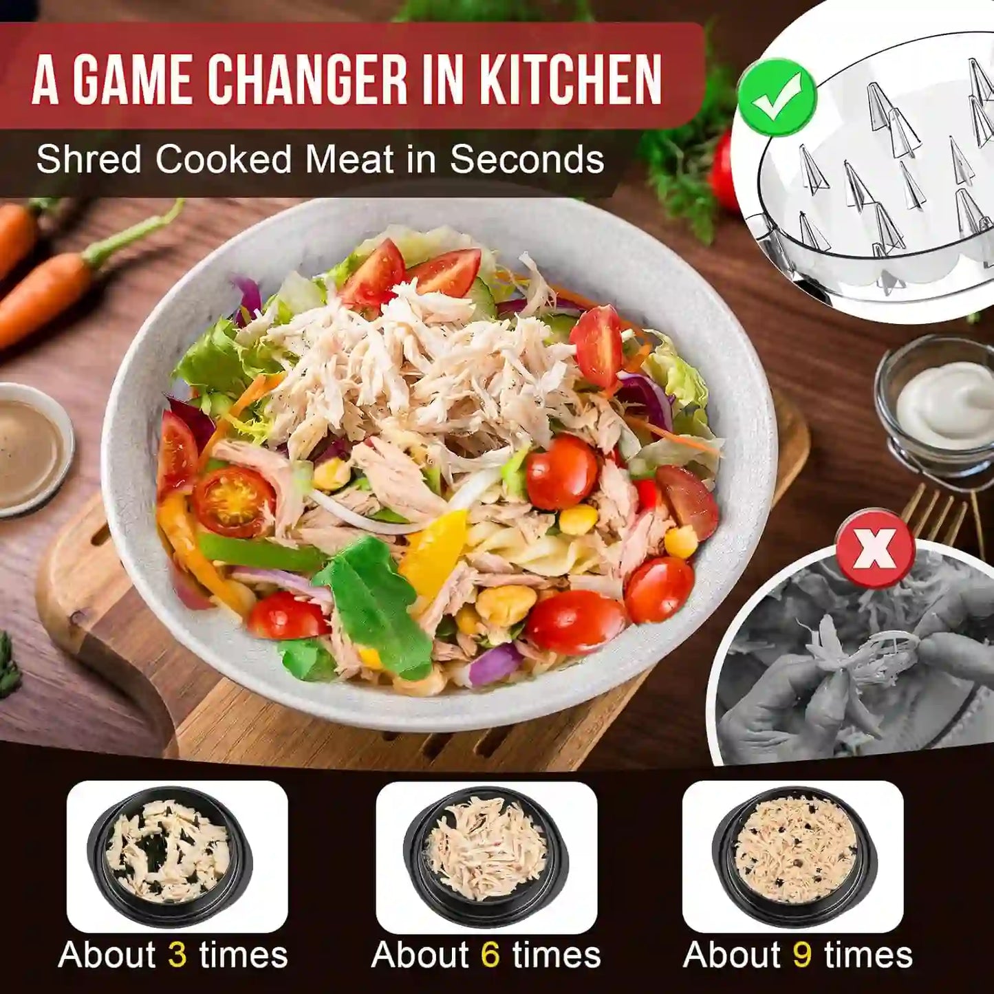 Chicken Shredder Tool Twist Large 2025 Pro & Standard Food-Grade Visible Meat Shredder Tool Twist with Anti-Slip Petal-Like Base, Chicken Breast Shredder, Chicken Grinder (Black, Standard - 8) - Treasure Toks