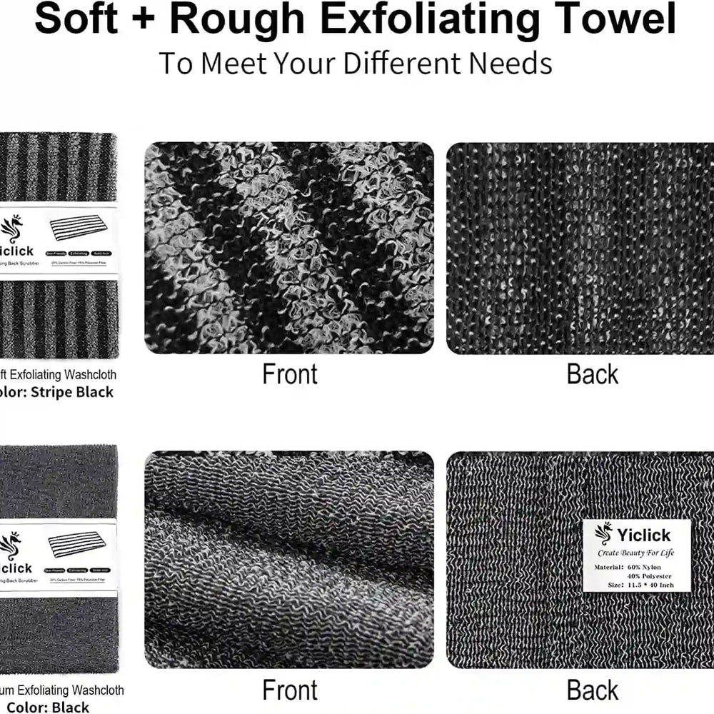 2 Pack Exfoliating Washcloth Towel - Body Scrubber Exfoliator, Loofah Sponge, Korean & Japanse & African Net Sponge Rag - Back Scrubber Washer for Use in Shower Bath - Treasure Toks