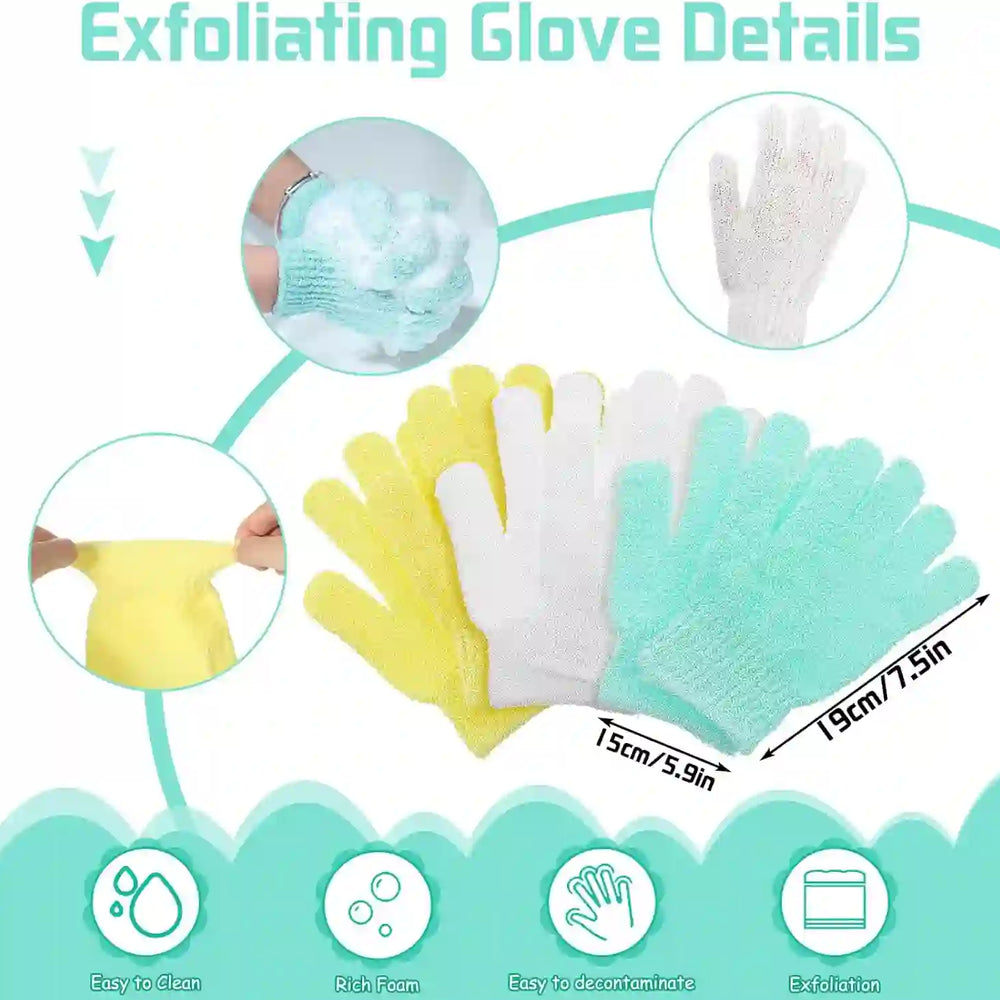 
                      
                        6 Pack African Net Sponge Exfoliating Glove Set, 3 Bath Sponge Body Scrubber Back Scrubber and 3 Pairs Exfoliating Gloves for Shower - Treasure Toks
                      
                    