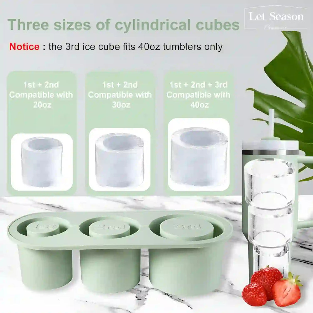 
                      
                        BPA Free Ice Cube Tray for Tumbler Cup 30Oz-40Oz, 3 Pcs Silicone Cylinder Ice Mold with Lid and Bin for Freezer, Easy Fill and Release Ice Maker for Cold Drinks, Coffee, Cocktails, Juice - Treasure Toks
                      
                    