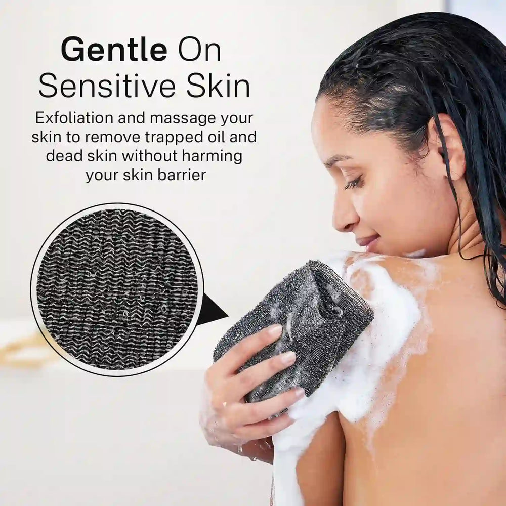 
                      
                        2 Pack Exfoliating Washcloth Towel - Body Scrubber Exfoliator, Loofah Sponge, Korean & Japanse & African Net Sponge Rag - Back Scrubber Washer for Use in Shower Bath - Treasure Toks
                      
                    