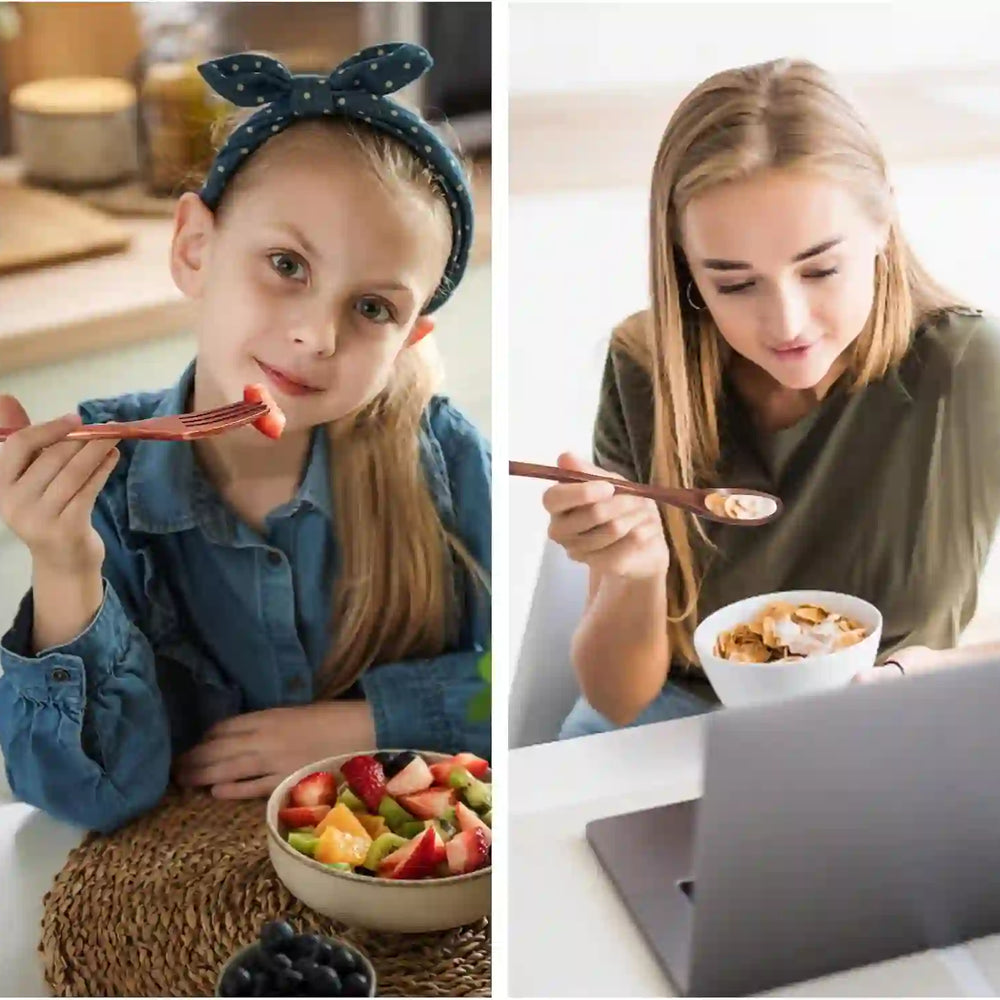 Wooden Spoon and Fork for Eating Utensil Set Lunch Wood Cutlery Japanese Silverware Sets Wooden Flatware Reusable Bamboo Eat Utensils Korean Small Wood Forks Spoons - Treasure Toks