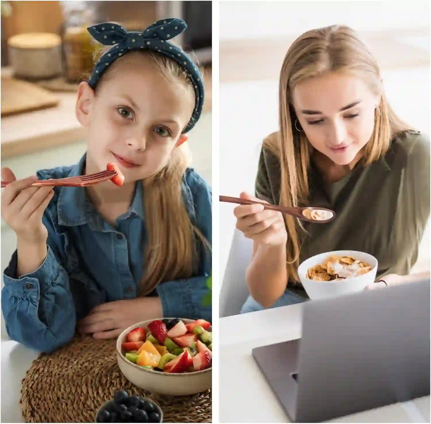 Wooden Spoon and Fork for Eating Utensil Set Lunch Wood Cutlery Japanese Silverware Sets Wooden Flatware Reusable Bamboo Eat Utensils Korean Small Wood Forks Spoons - Treasure Toks