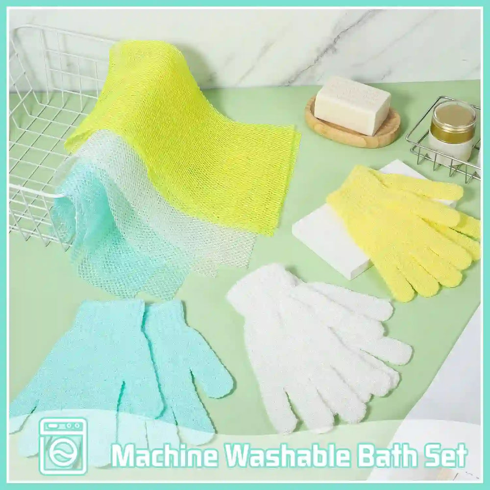 
                      
                        6 Pack African Net Sponge Exfoliating Glove Set, 3 Bath Sponge Body Scrubber Back Scrubber and 3 Pairs Exfoliating Gloves for Shower - Treasure Toks
                      
                    