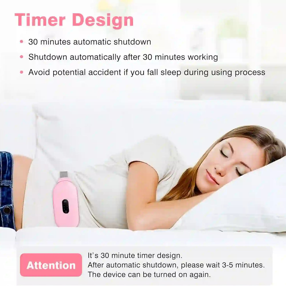 Heating Pads, Glyduny Period Cramp Massager Portable Cordless Heating Pad with 6 Heat Levels and 6 Massage Modes for Back Pain Relief Menstrual Heating Pad (Pink) - Treasure Toks