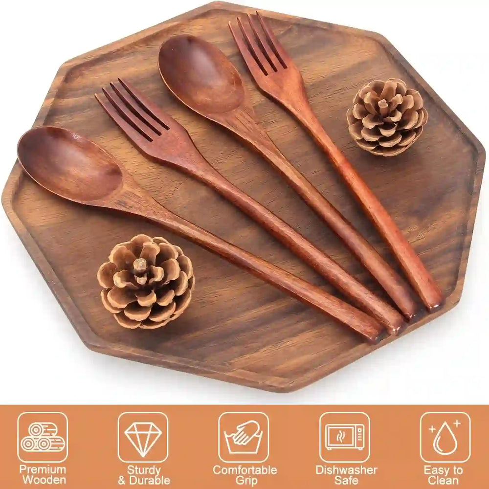 
                      
                        Wooden Spoon and Fork for Eating Utensil Set Lunch Wood Cutlery Japanese Silverware Sets Wooden Flatware Reusable Bamboo Eat Utensils Korean Small Wood Forks Spoons - Treasure Toks
                      
                    