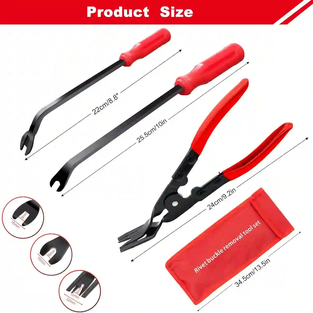 
                      
                        3 PCS Clip Removal Tool,Clip Pliers Fastener Remover,Car Trim Rivet Removal Pry Tool for Automotive Door Panel,Upholstery,Dashboard Red - Treasure Toks
                      
                    