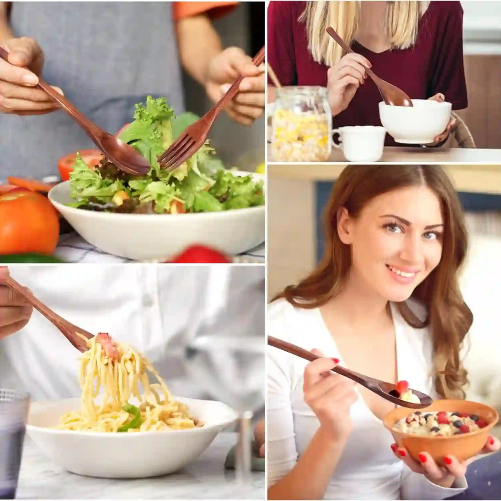 
                      
                        Wooden Spoon and Fork for Eating Utensil Set Lunch Wood Cutlery Japanese Silverware Sets Wooden Flatware Reusable Bamboo Eat Utensils Korean Small Wood Forks Spoons - Treasure Toks
                      
                    