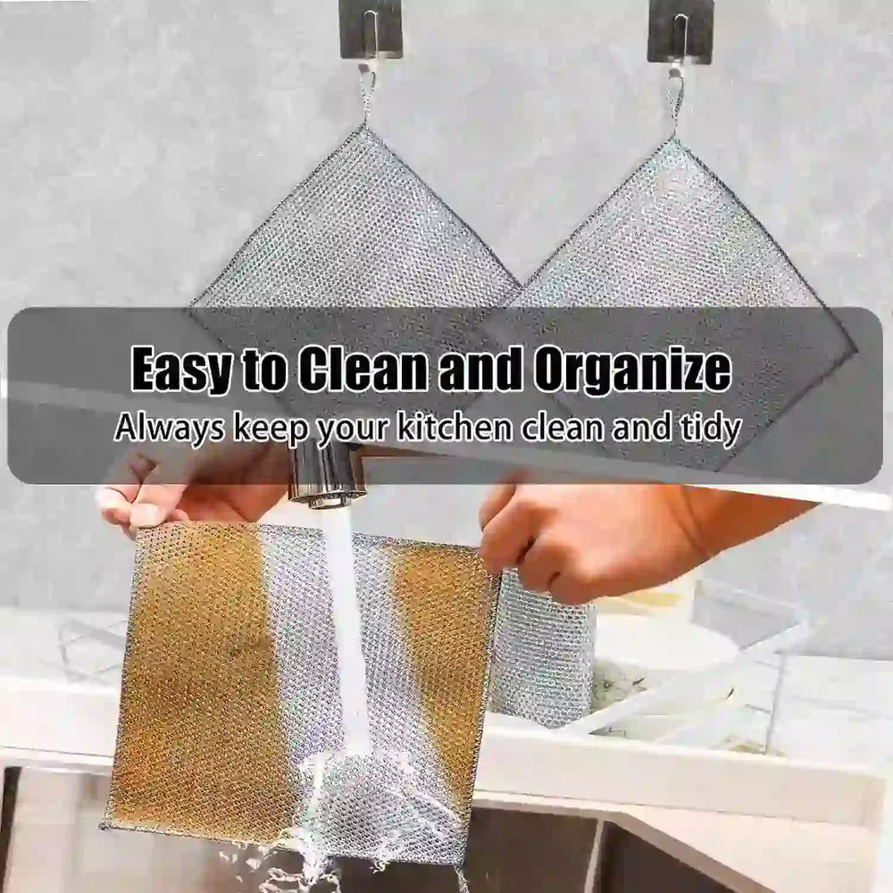 
                      
                        10 Pcs New Upgrade Steel Wire Dishcloth,Double-Layer Steel Wire Cleaning Cloth,Powerful Cleaning Non-Scratch Wire Dishcloth Rag for Cookware, Sinks, Dishes, Stove Tops - Treasure Toks
                      
                    