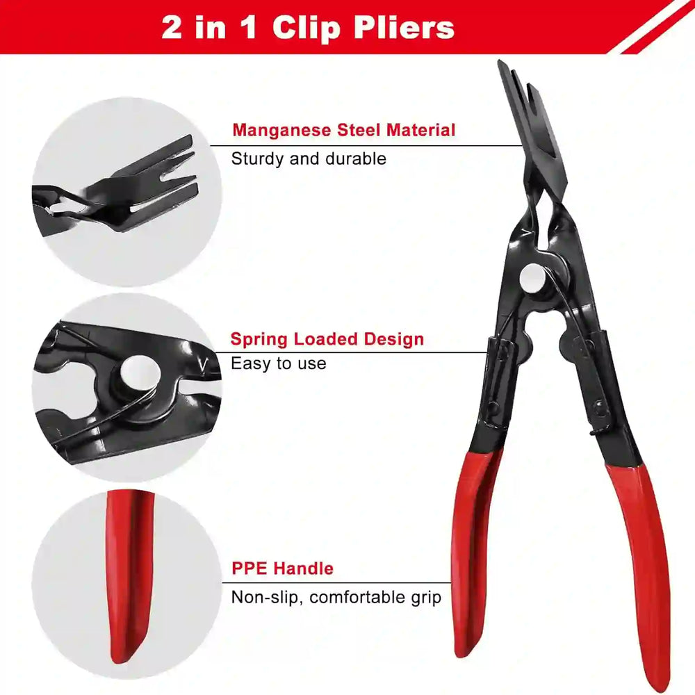 
                      
                        3 PCS Clip Removal Tool,Clip Pliers Fastener Remover,Car Trim Rivet Removal Pry Tool for Automotive Door Panel,Upholstery,Dashboard Red - Treasure Toks
                      
                    