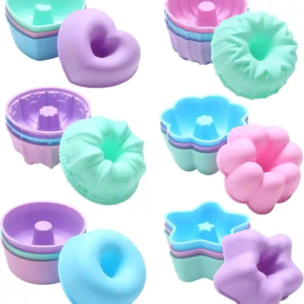 
                      
                        To Encounter 24 Pack Silicone Molds - Nonstick 3-Inch Silicone Donut Mold, Baking Cups, Donut Pan, Muffin, Jello, Bagel Pan - Oven, Microwave, Dishwasher Safe - Treasure Toks
                      
                    