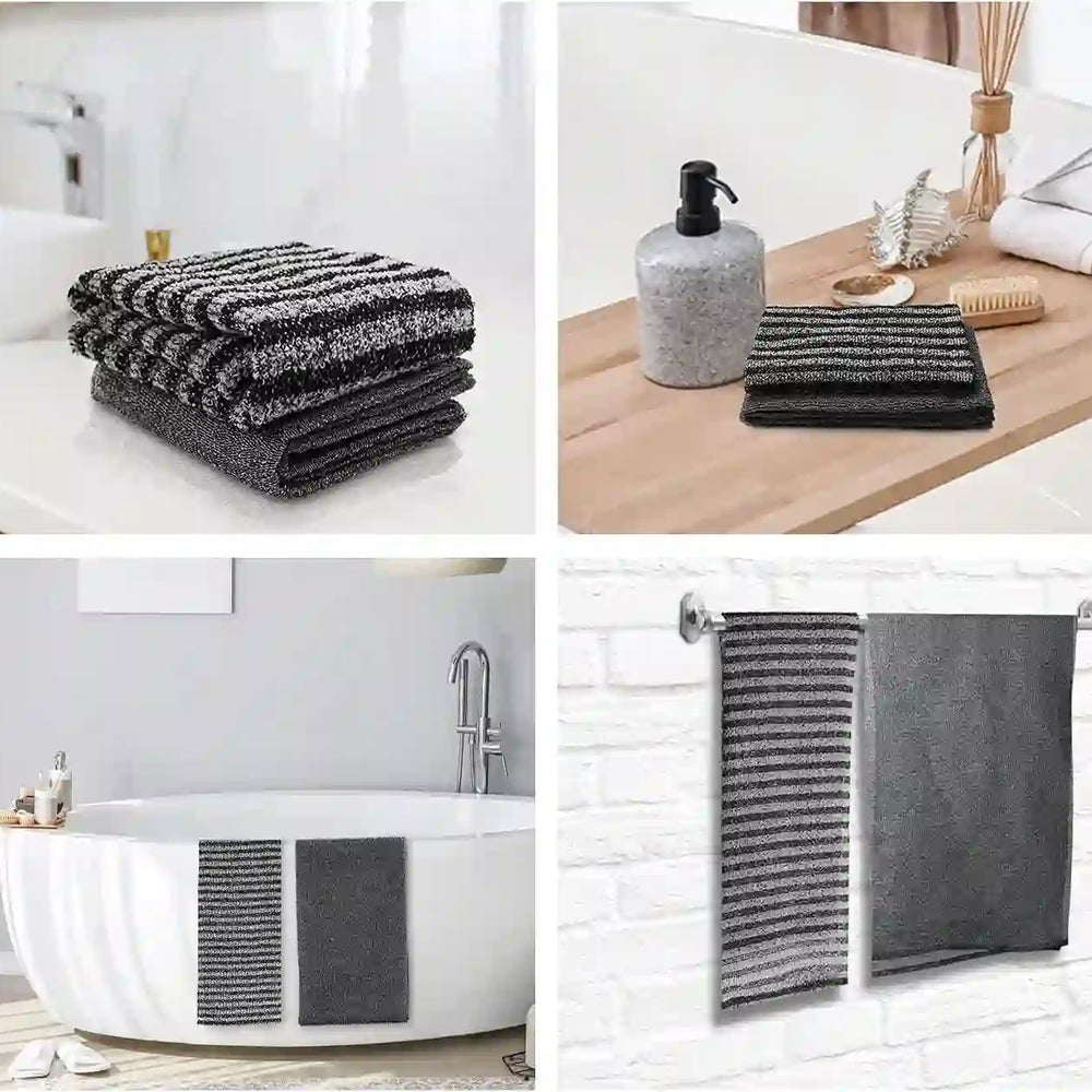 
                      
                        2 Pack Exfoliating Washcloth Towel - Body Scrubber Exfoliator, Loofah Sponge, Korean & Japanse & African Net Sponge Rag - Back Scrubber Washer for Use in Shower Bath - Treasure Toks
                      
                    