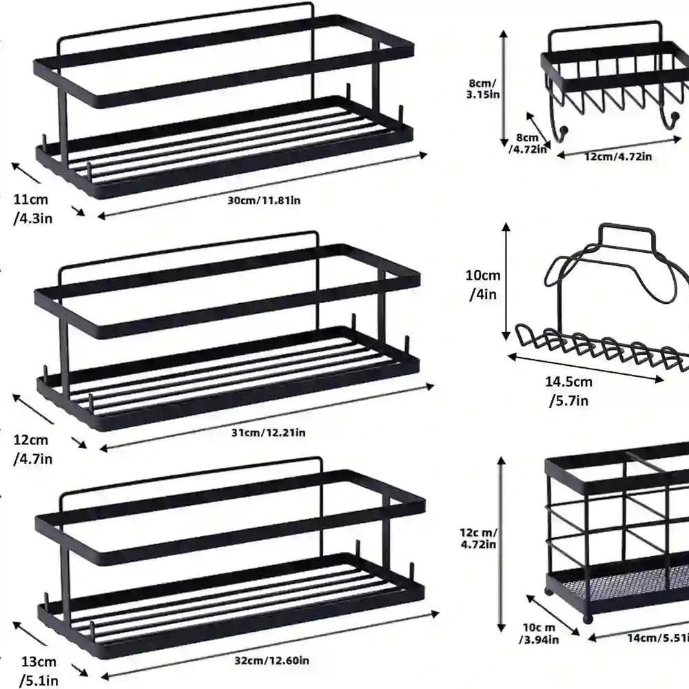 
                      
                        6 Pack Shower Caddy Organizer Shelves Rack, Stainless Steel Adhesive Bathroom Organizers and Storage Organization Set Home Kitchen Wall Decor, No Drill & Large Capacity & Heavy Duty, Black - Treasure Toks
                      
                    