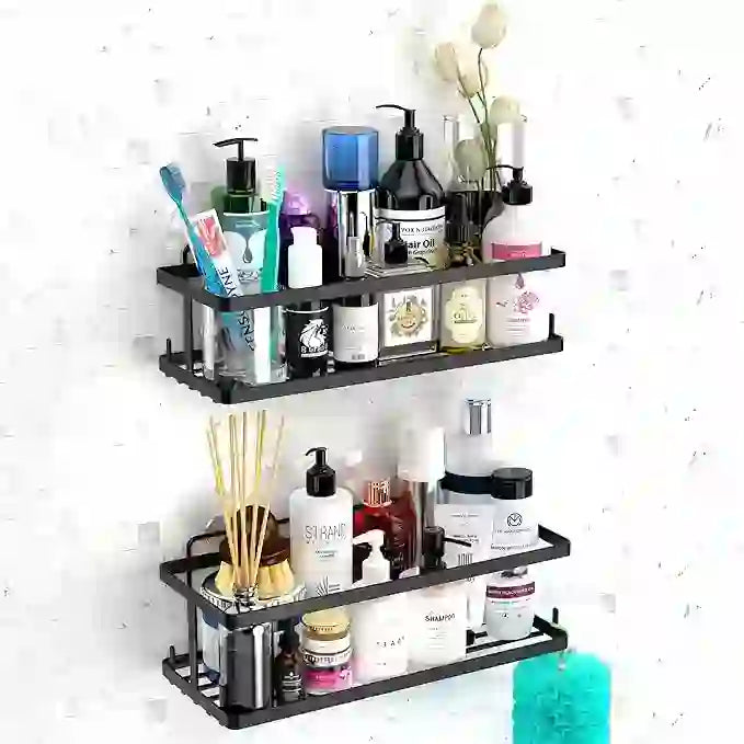 
                      
                        6 Pack Shower Caddy Organizer Shelves Rack, Stainless Steel Adhesive Bathroom Organizers and Storage Organization Set Home Kitchen Wall Decor, No Drill & Large Capacity & Heavy Duty, Black - Treasure Toks
                      
                    
